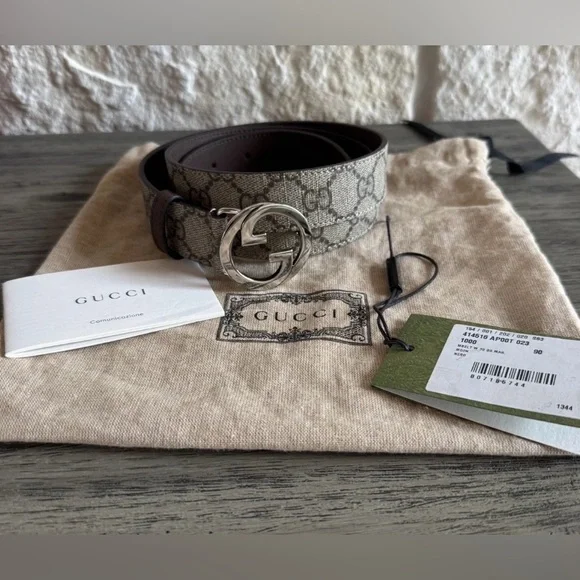 NWT Gucci Supreme GG Silver Monogram Belt (90) - Picture 2 of 8